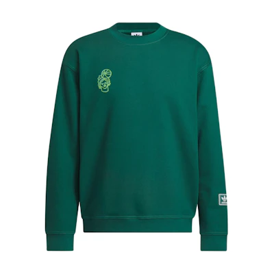 adidas Hoop York City Forest Green Logo Crewneck Sweatshirt Unisex IT4987