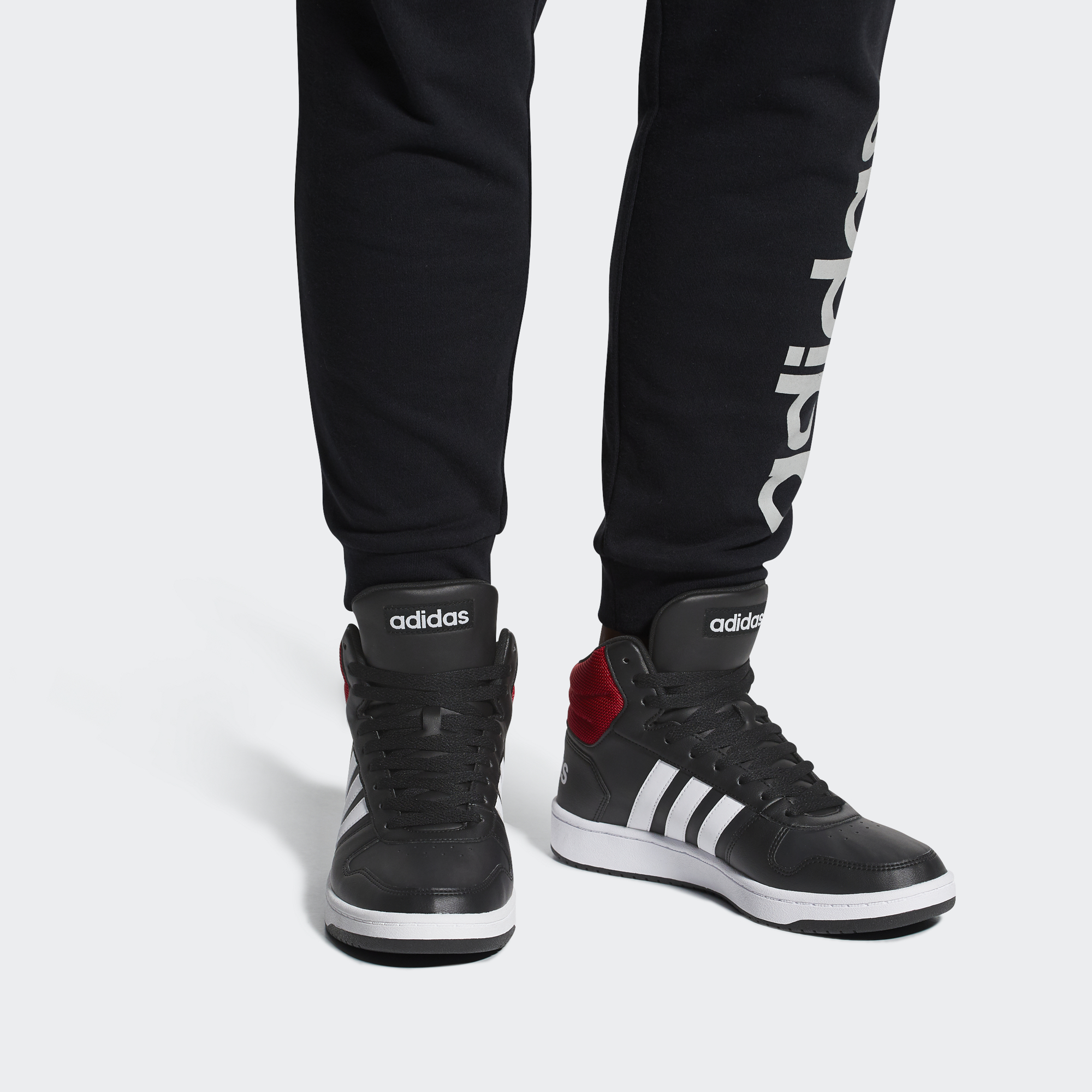 Sizing adidas Hoops 2.0 Mid 'Negro Core y Escarlata' DB0079