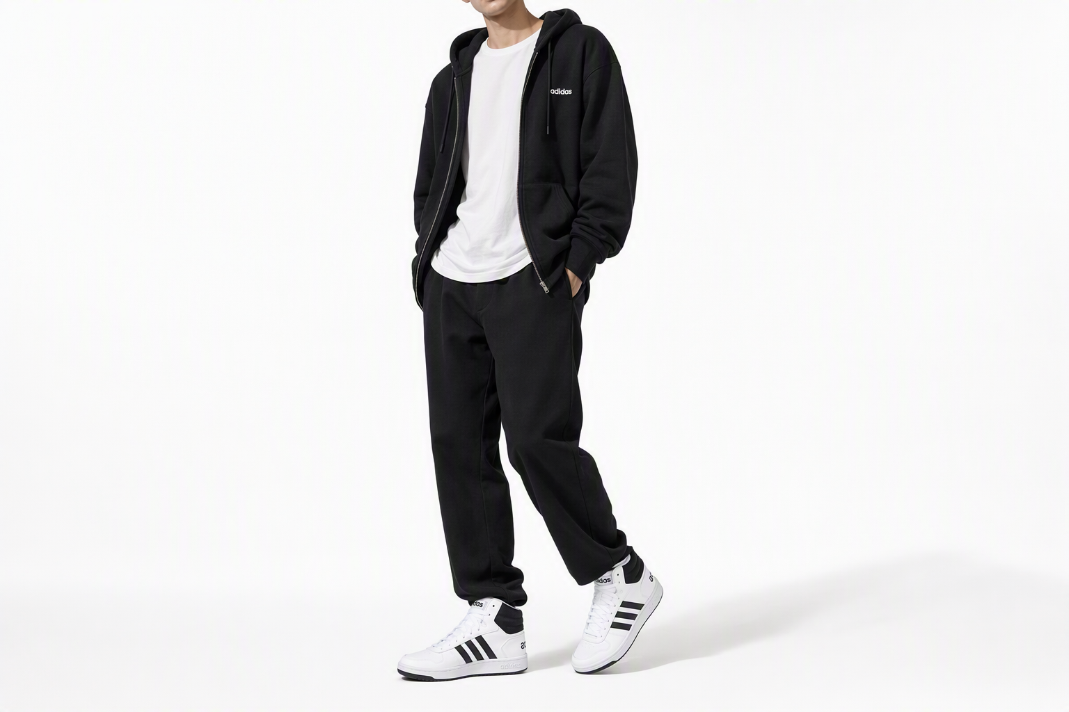 Order adidas Hoops 2.0 Mid 'White Black' FY8617