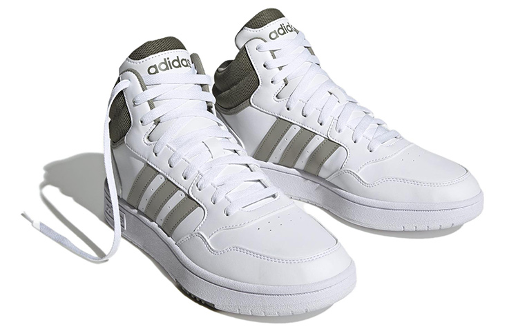 Lookbook adidas neo Hoops 3.0 Mid Classic Vintage 潮流休閒 防滑耐磨 中筒 板鞋 灰白