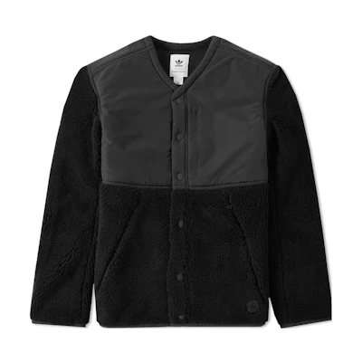 adidas HORNS Black Zip Jacket with Contrast Knit Panels & Snap Closure az1489