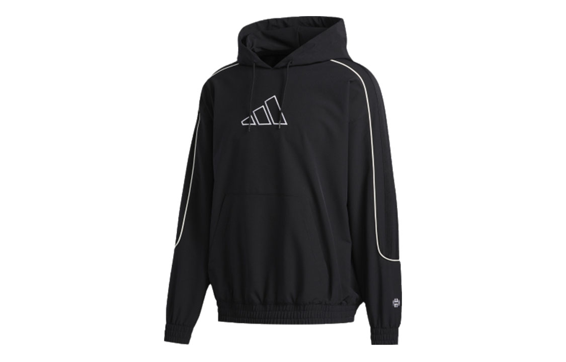 adidas HRD CU Hoodie Embroidered Logo Pullover Sweatshirt Retro Black - FR5736