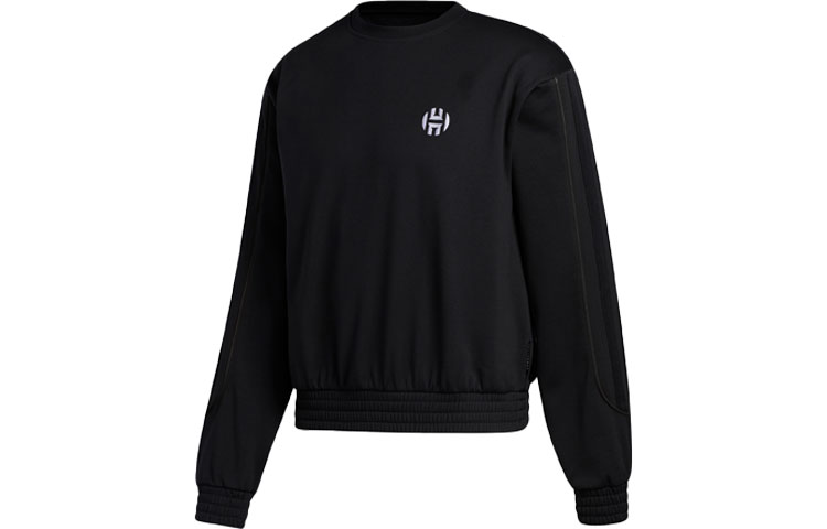 adidas HRD Fleece Crew Basketball Graphic Pullover Sweatshirt Black GI6673