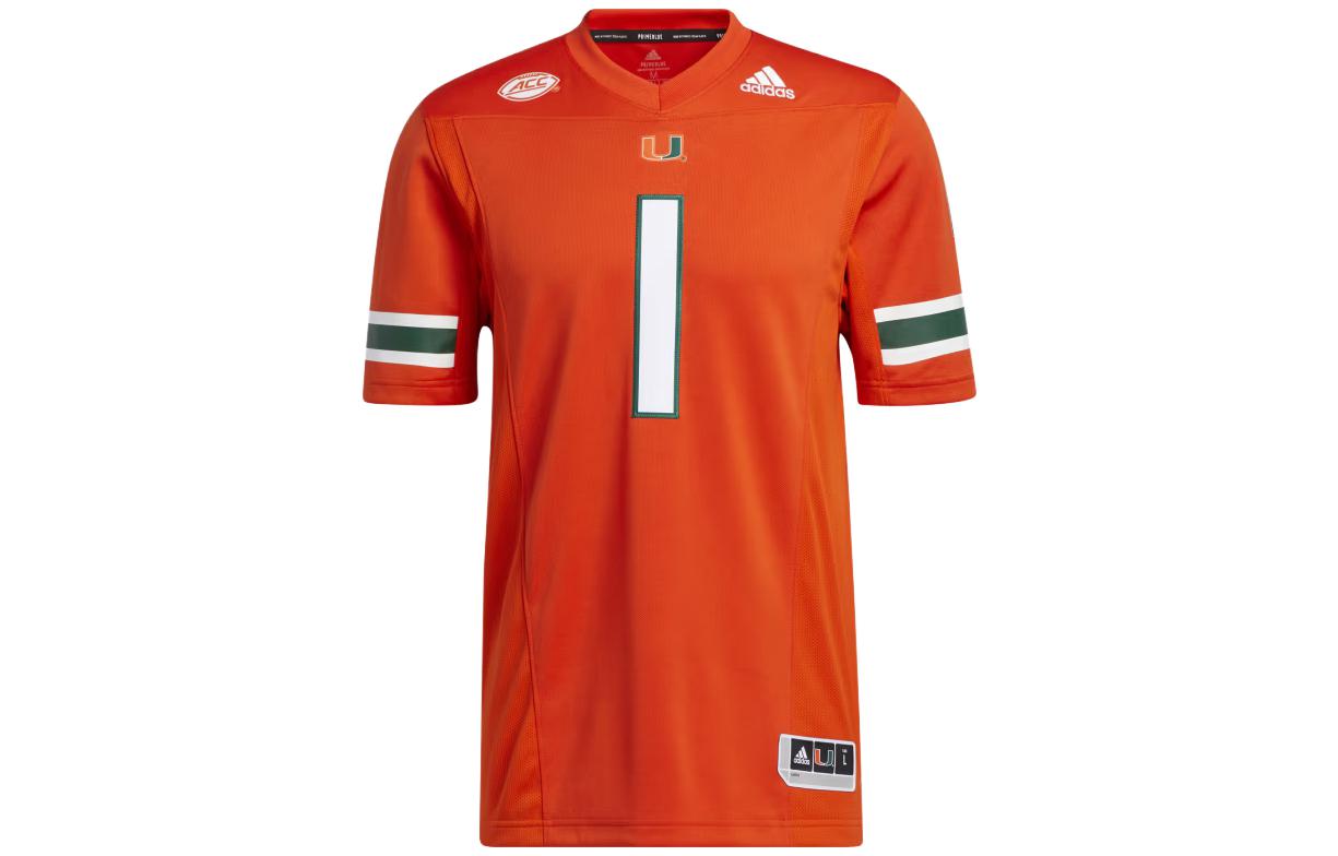 adidas Hurricanes Home Jersey Orange V-Neck Football Shirt. HC9931