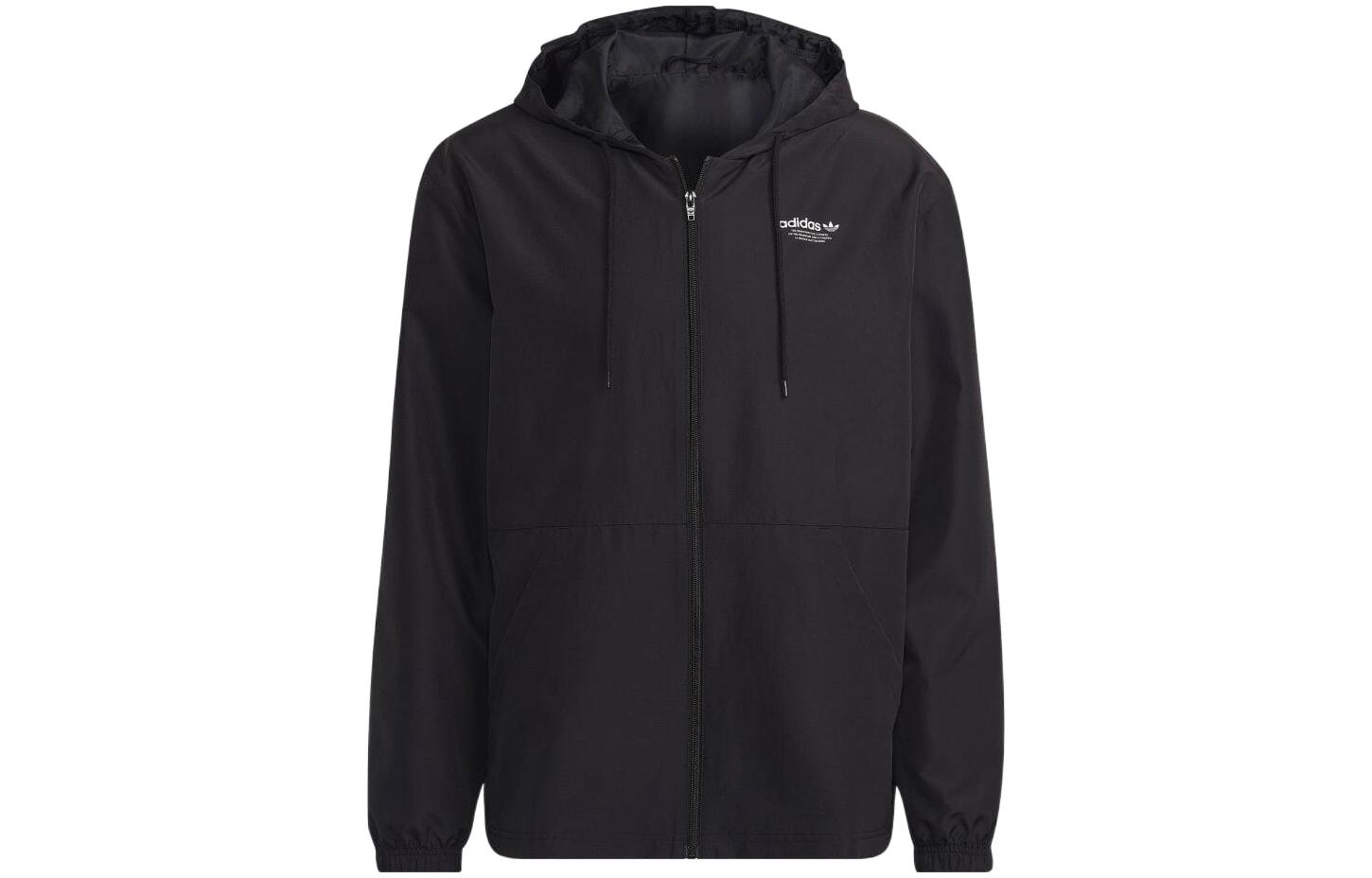 adidas HYPERREAL Black Trefoil Logo Full-Zip Hoodie Jacket Fashion HK5145