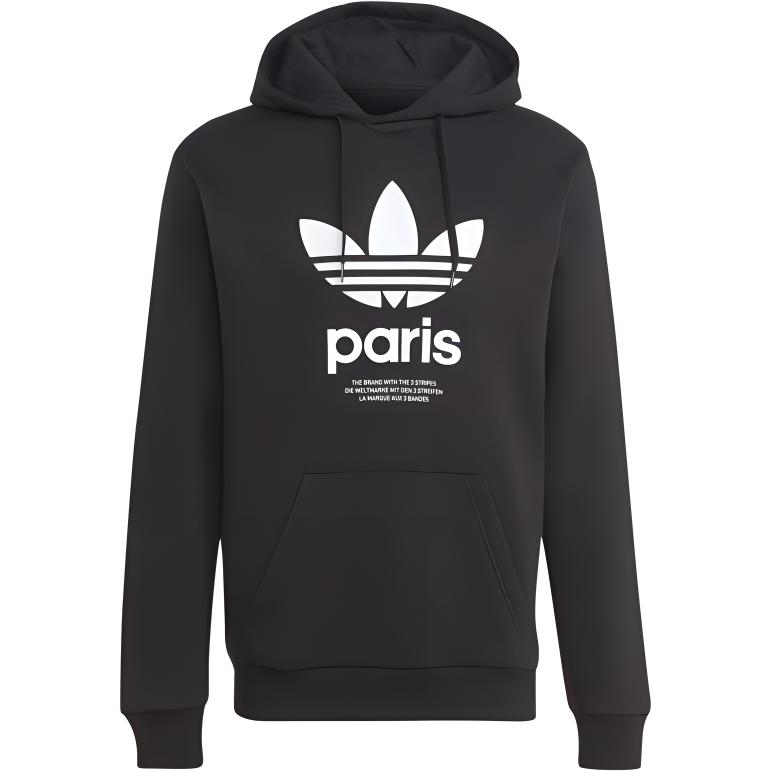 adidas ICONE Paris Originals Logo Hoodie Black Pullover IP6535