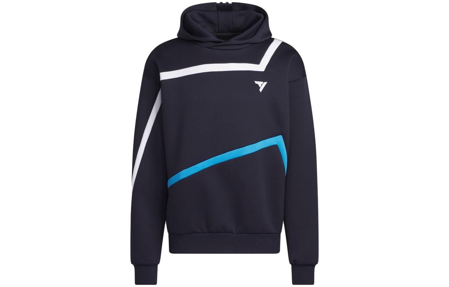 adidas Ink Blue Colorblock Logo Print Hoodie IB9440