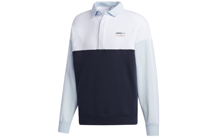 adidas Ink Blue Colorblock Polo Collar Sweatshirt GQ2168