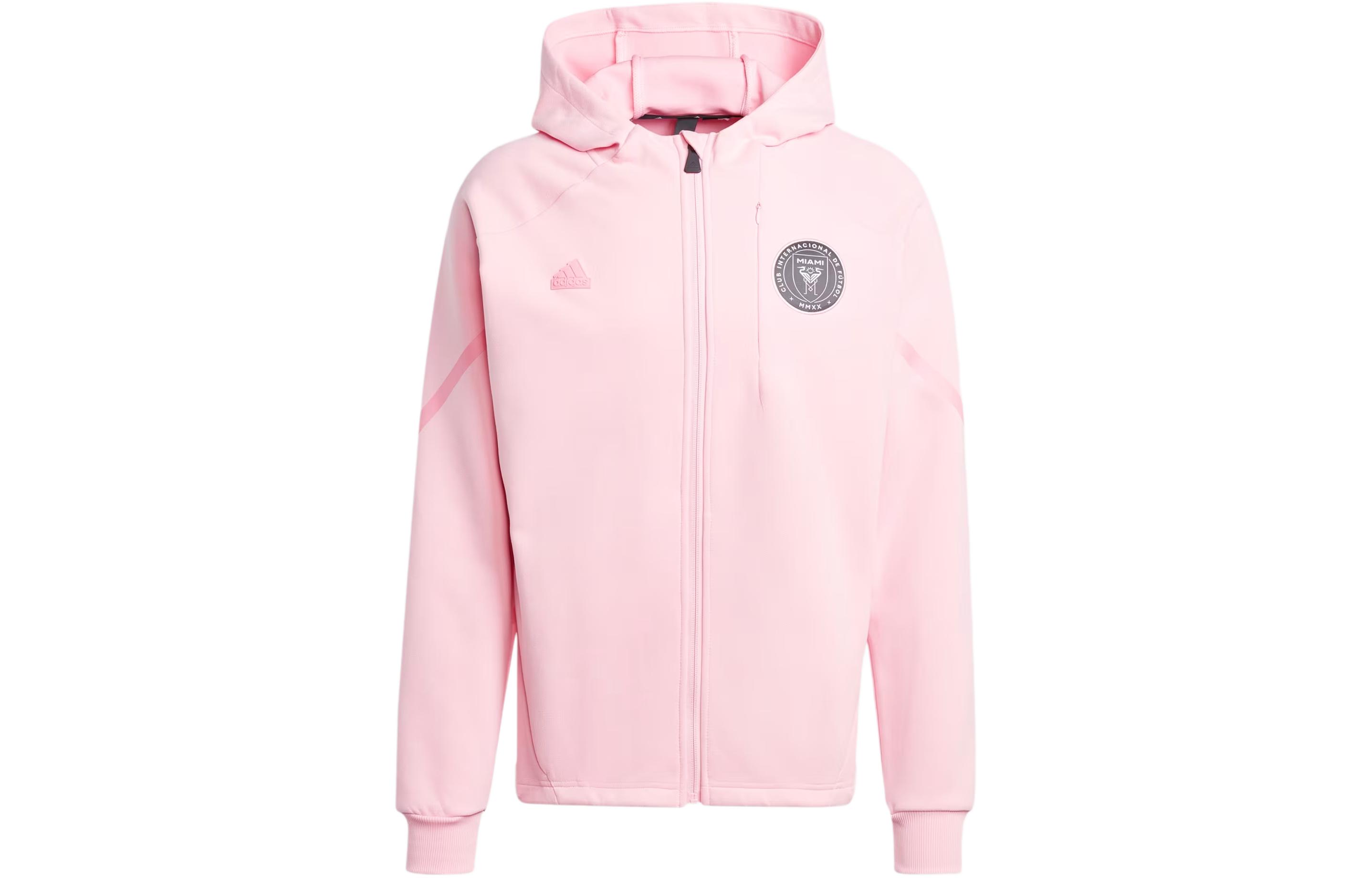 adidas Inter Miami CF Gameday Anthem Pink Striped Logo Jacket IQ0709 圖 2