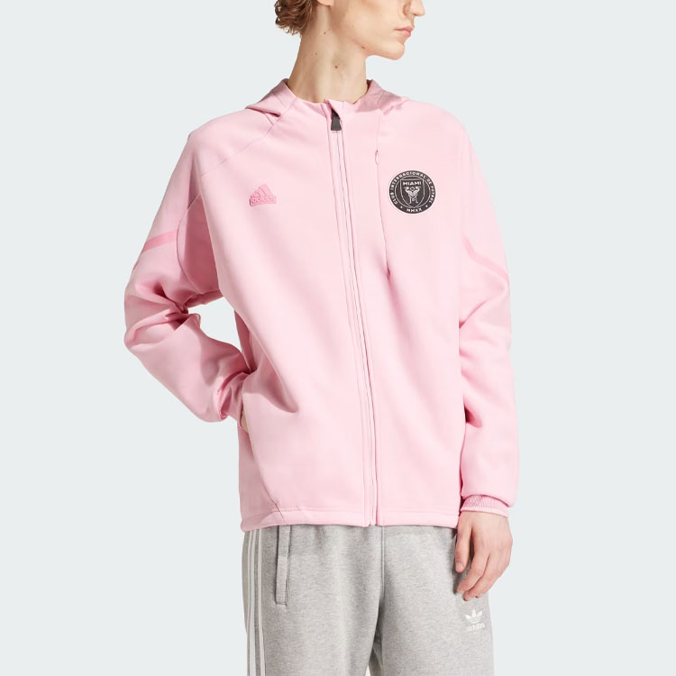 adidas Inter Miami CF Gameday Anthem Pink Striped Logo Jacket IQ0709 圖 3