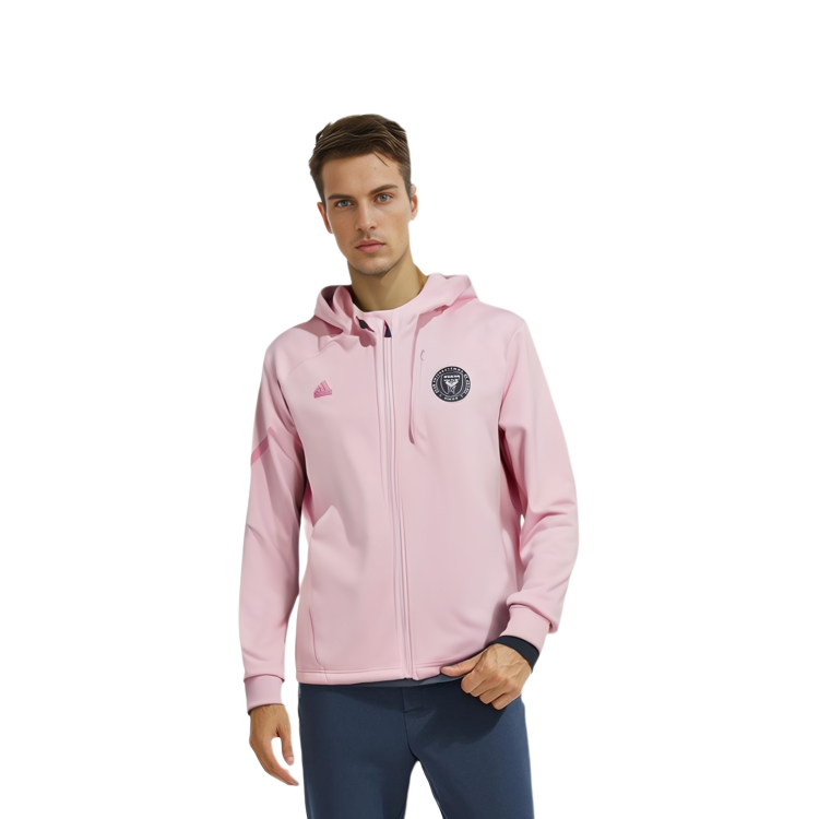 adidas Inter Miami CF Gameday Anthem Pink Striped Logo Jacket IQ0709 圖 7
