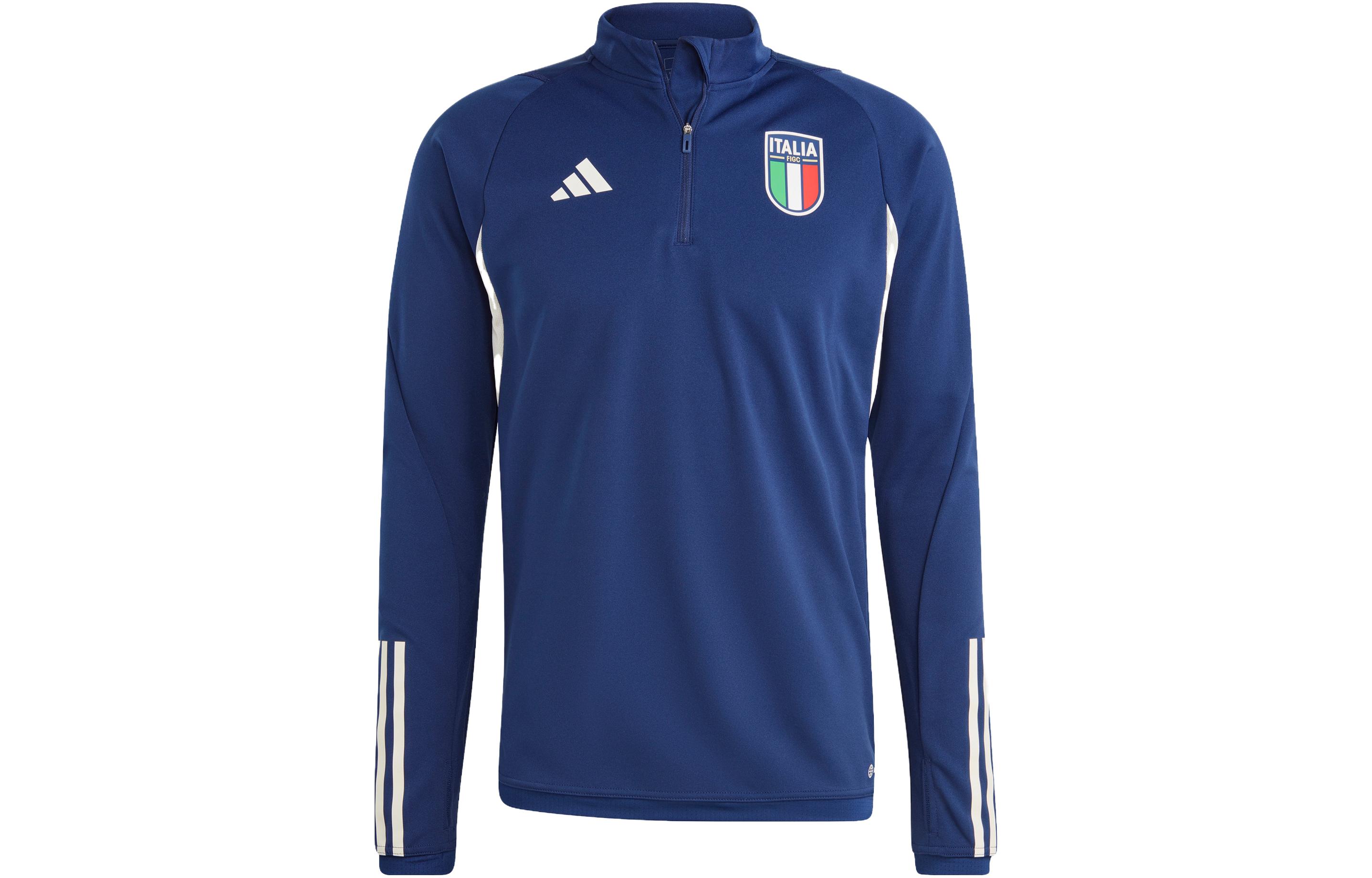 adidas Italy Tiro 23 Soccer Training Retro Half-Zip Sweatshirt Blue HS9852