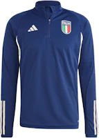 adidas Italy Tiro 23 Soccer Training Retro Half-Zip Sweatshirt Blue HS9852 adidas Italy Tiro 23 Soccer Training Retro Half-Zip Sweatshirt Blue HS9852