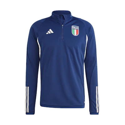 adidas Italy Tiro 23 Soccer Training Retro Half-Zip Sweatshirt Blue HS9852