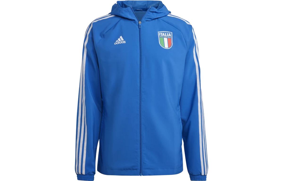 adidas Italy Windbreaker Tricolor Zip Hoodie Jacket Men’s Blue HT2193