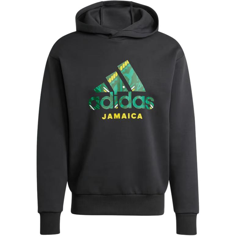 adidas Jamaica SS24 Seasonal Logo Hoodie Black Long Sleeve IT2459
