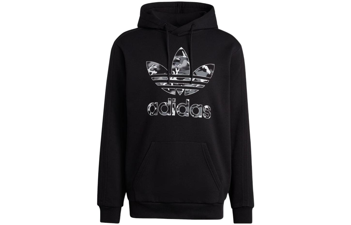 adidas Japanese Letter Pullover Hoodie Black Loose Fit Long Sleeve IC5734-JAPAN