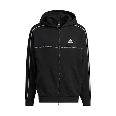 adidas Japanese Oversized Logo Zip Hoodie Black Unisex IA9435-JAPAN