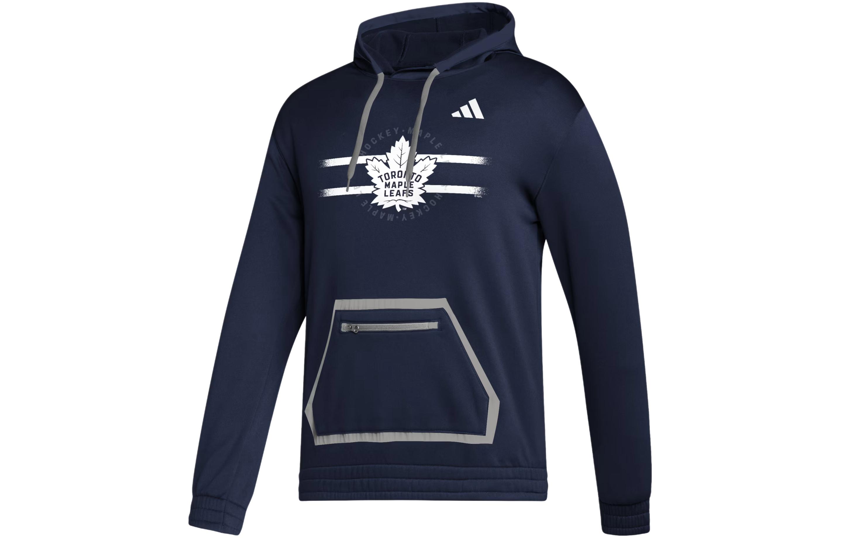 adidas Jets Team Issue Navy Pullover Hoodie Maple Leafs Hockey Print IK6649