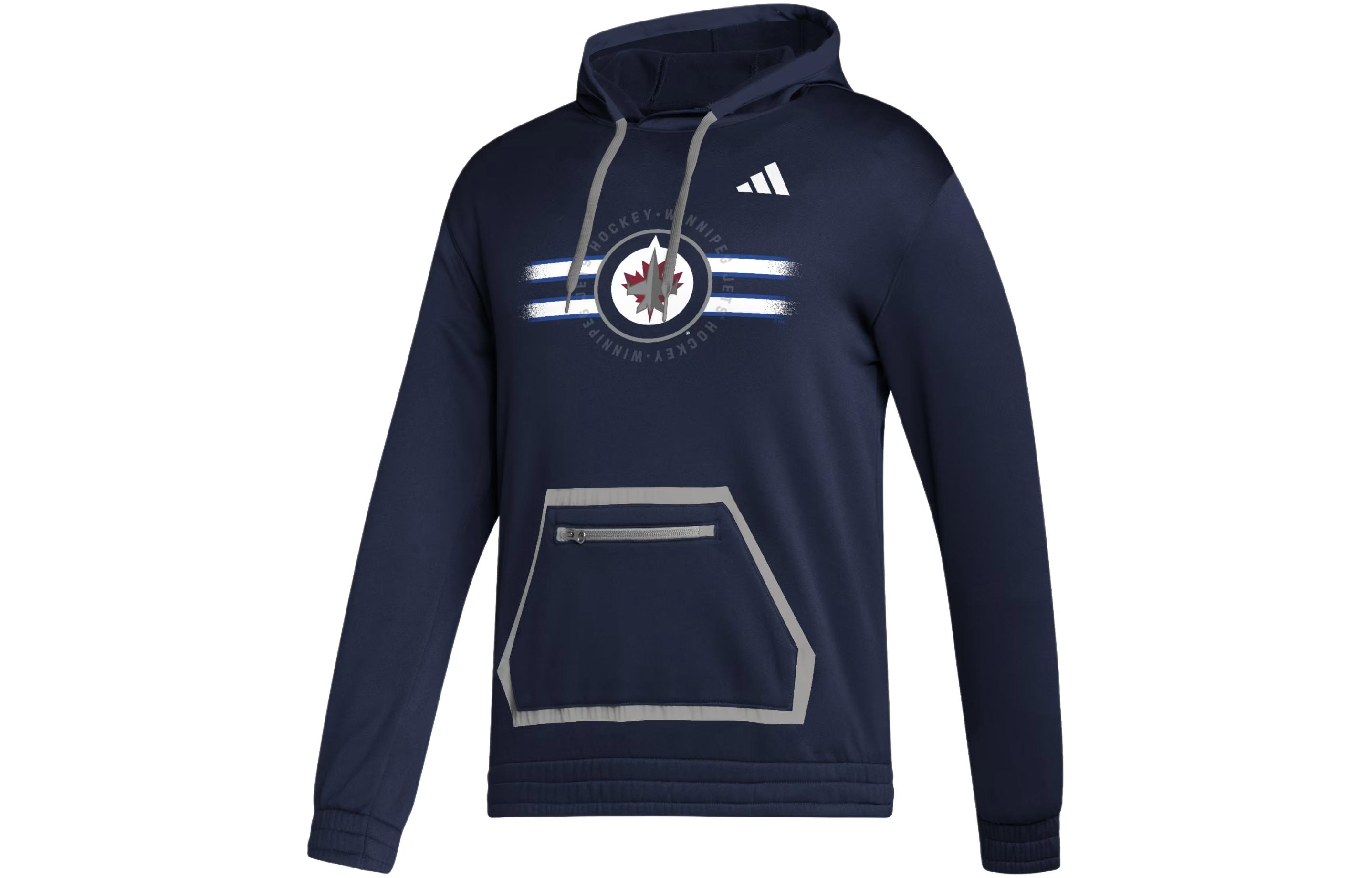 adidas Jets Team Issue Pullover Hoodie Navy Blue Hockey Print IK6637