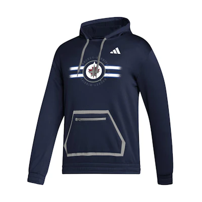 adidas Jets Team Issue Pullover Hoodie Navy Blue Hockey Print IK6637