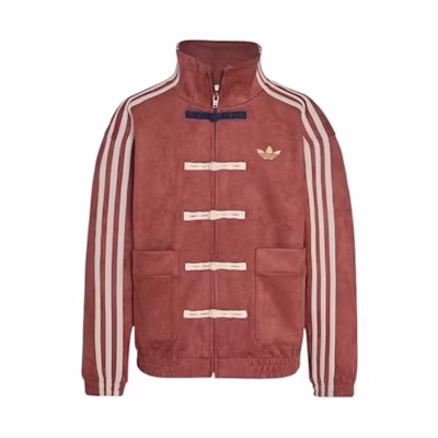 adidas Junior Kids Chinese Style Oversized Knit Jacket (Asia Sizing) Preloved Ruby/Wonder Beige