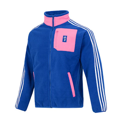 adidas Juve LS Fleece Jacket Retro Colorblock Track Jacket Blue HD8885