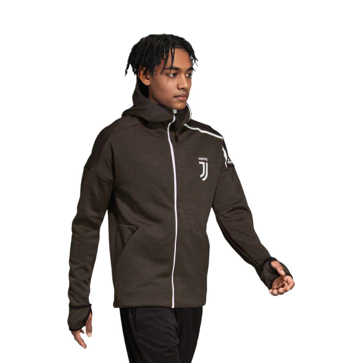 adidas Juve Zne Hd Fr Juventus Logo Hoodie Jacket Carbon Black DS8856 圖 4