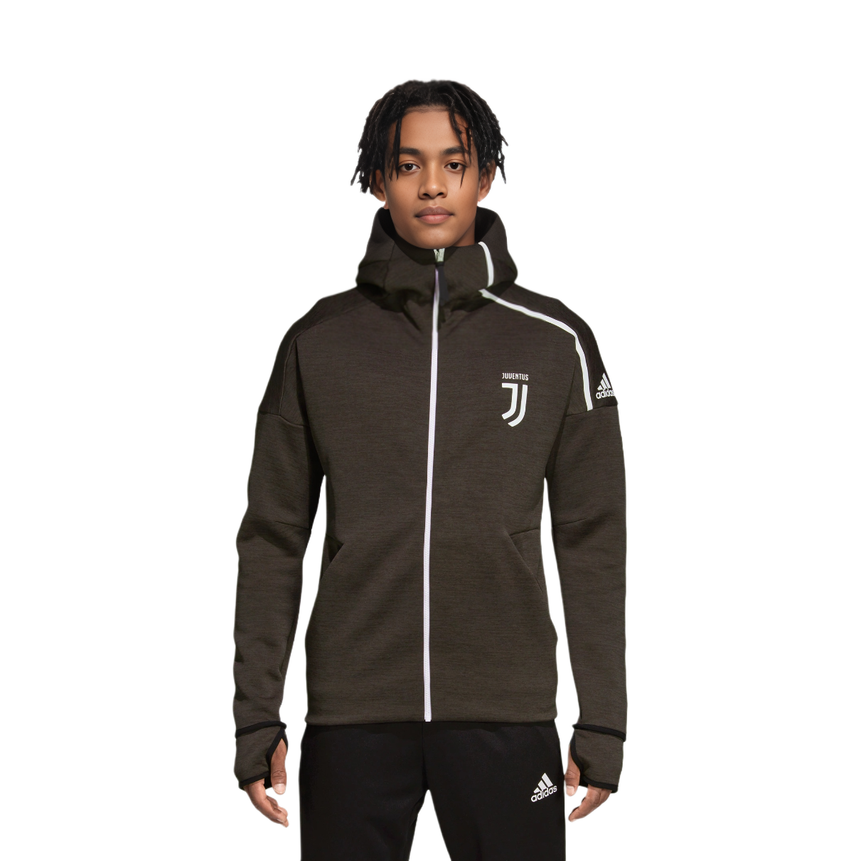 adidas Juve Zne Hd Fr Juventus Logo Hoodie Jacket Carbon Black DS8856 圖 5