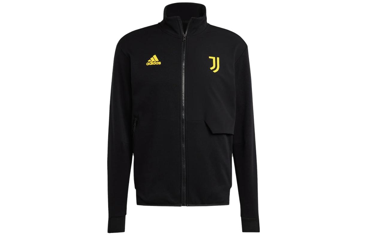 adidas Juventus Anthem Jacket Black Full-Zip Logo Patch High-Neck Jacket HZ4985
