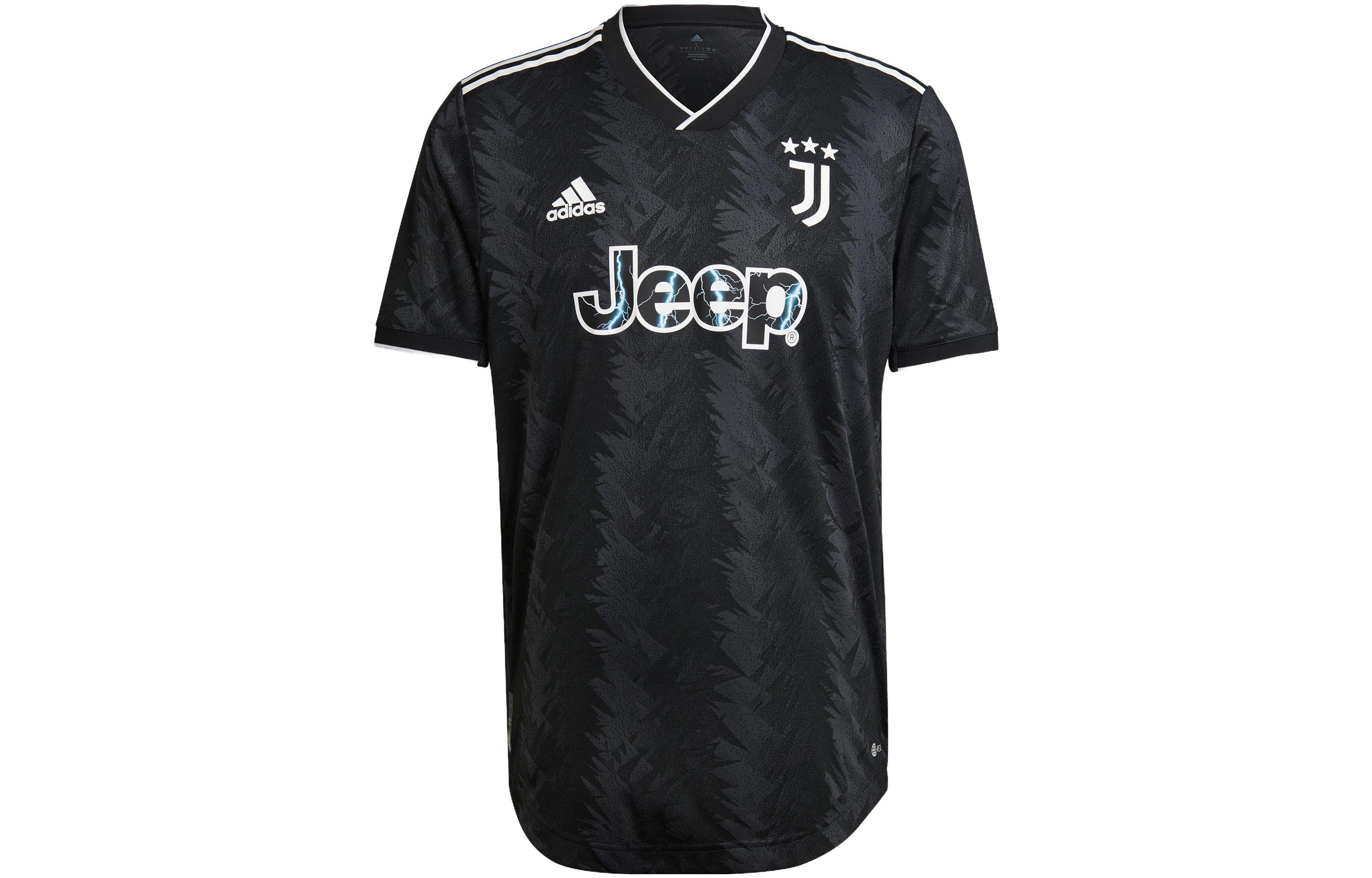 adidas Juventus Away Retro Soccer Jersey Player Edition Black Short Sleeve HD2014