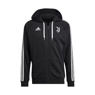 adidas Juventus Full-Zip Hoodie Jacket Black with Logo Stripes HD8875