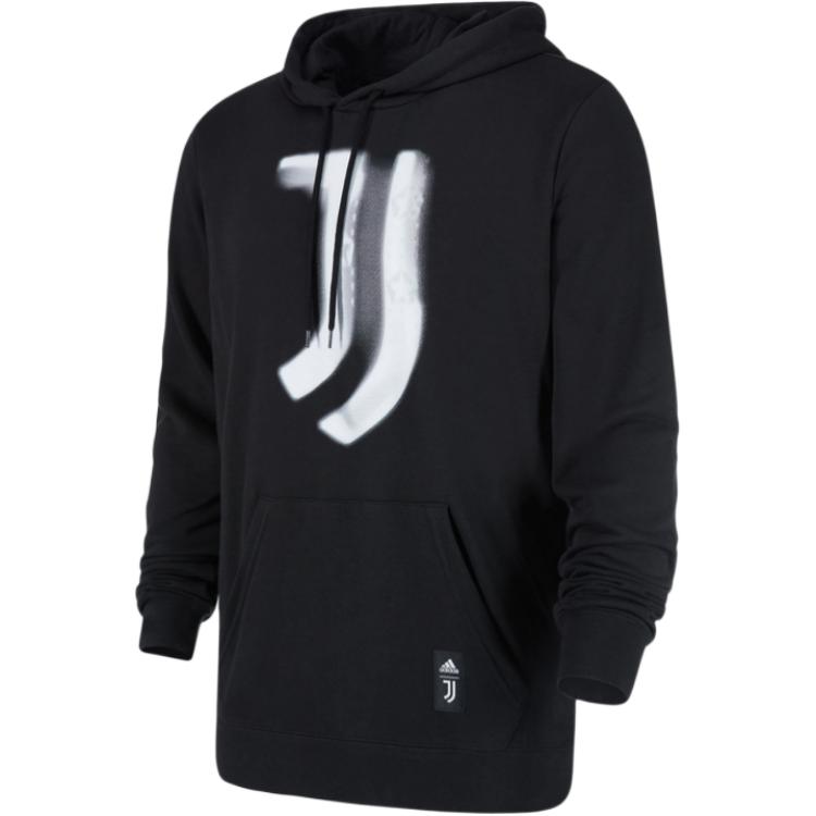 adidas Juventus Graphic Print Pullover Hoodie Men’s Black GR2919