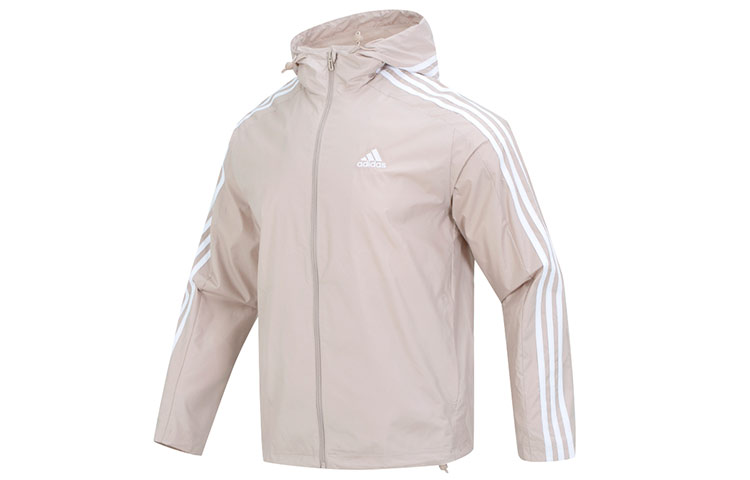 adidas Khaki 3-Stripes Logo Zip-Up Hoodie Jacket IB0383