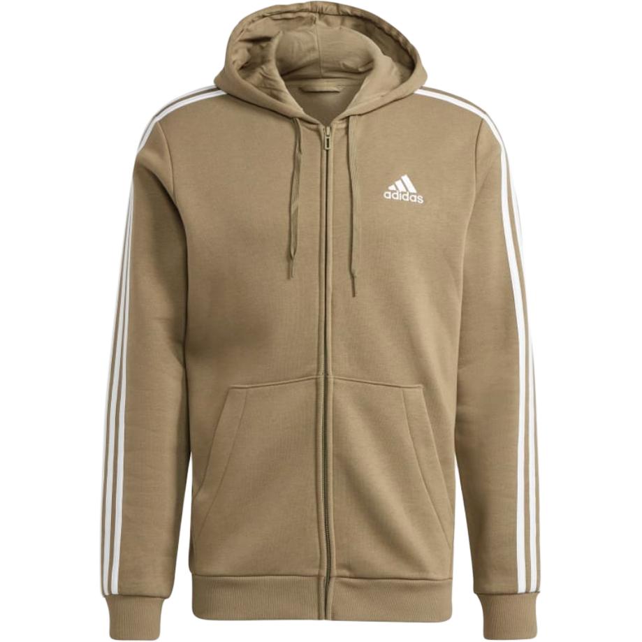 adidas Khaki Striped Logo Hoodie Zip-Up Jacket H12169
