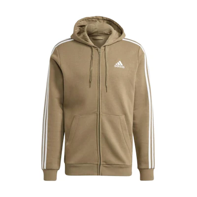 adidas Khaki Striped Logo Hoodie Zip-Up Jacket H12169