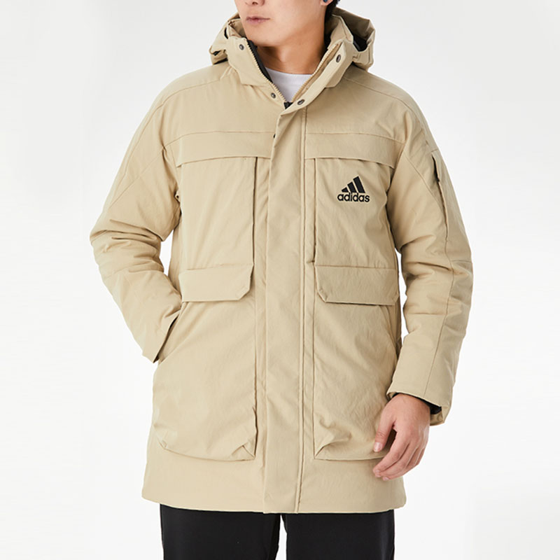 Shop adidas Khaki Winter Big Pocket Utility Down Jacket Coat GN9837
