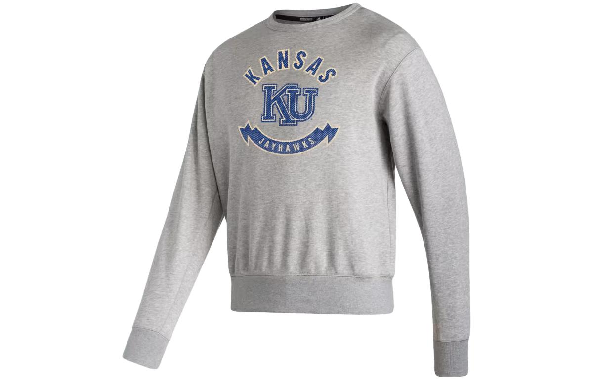 adidas Ku Grey Long Sleeve Sweatshirt with Letter Logo Print for Men IL8652