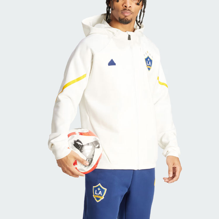 adidas La Galaxy Gameday Anthem Jacket White Hoodie Long Sleeve Outerwear IQ0719 圖 5