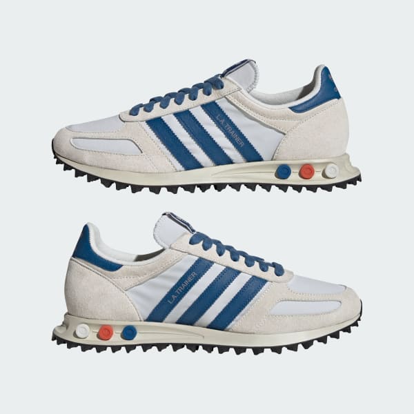 Sizing アディダス LA トレーナー OG スニーカー オフホワイト/ダークマリン/クリスタルホワイト JR3610