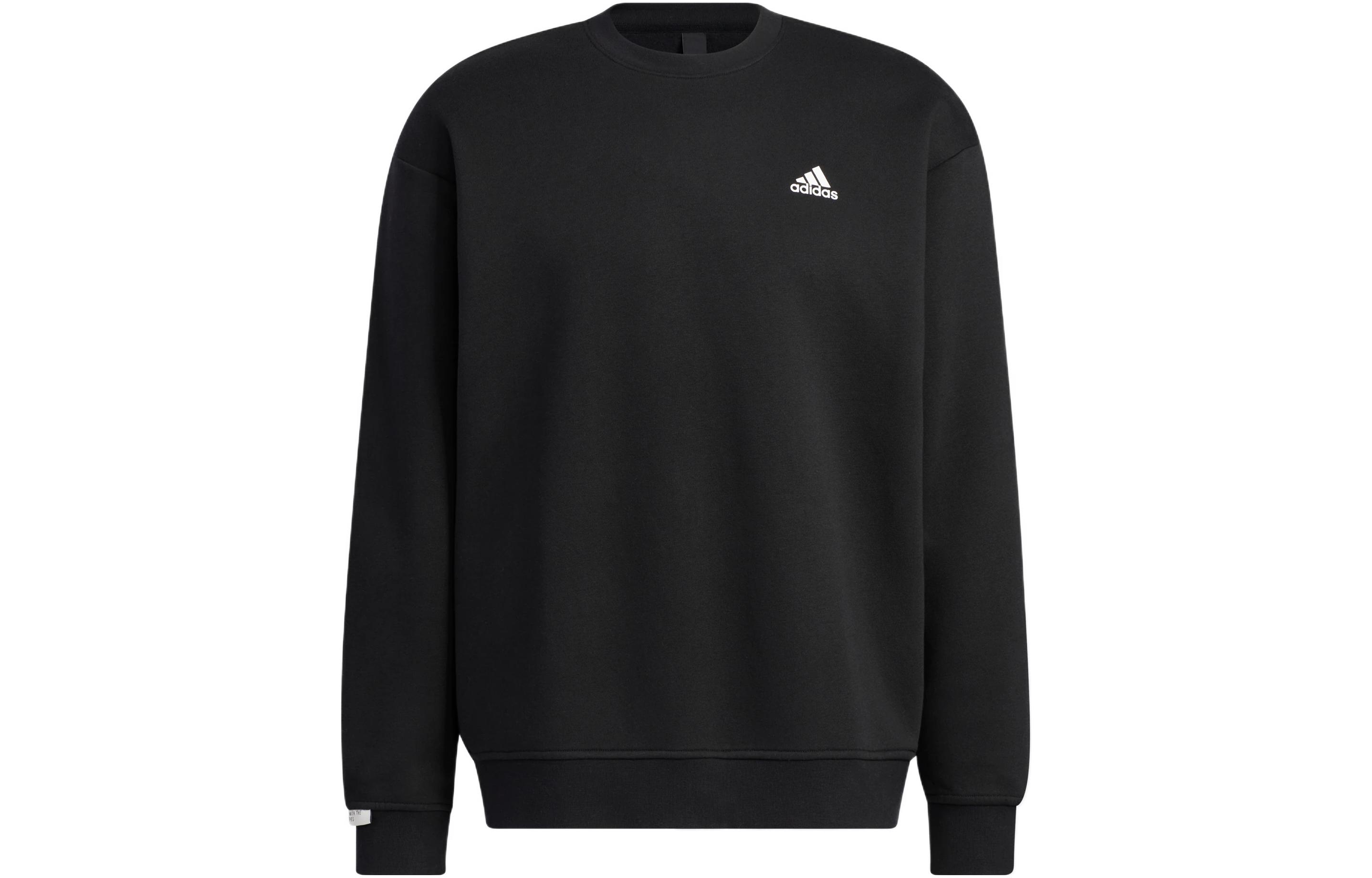 adidas LABEL Logo Graphic Crewneck Pullover Sweatshirt Unisex Black IB2774