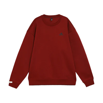 adidas Label Red Fleece Crewneck Sweatshirt Unisex Casual Wear JM9095