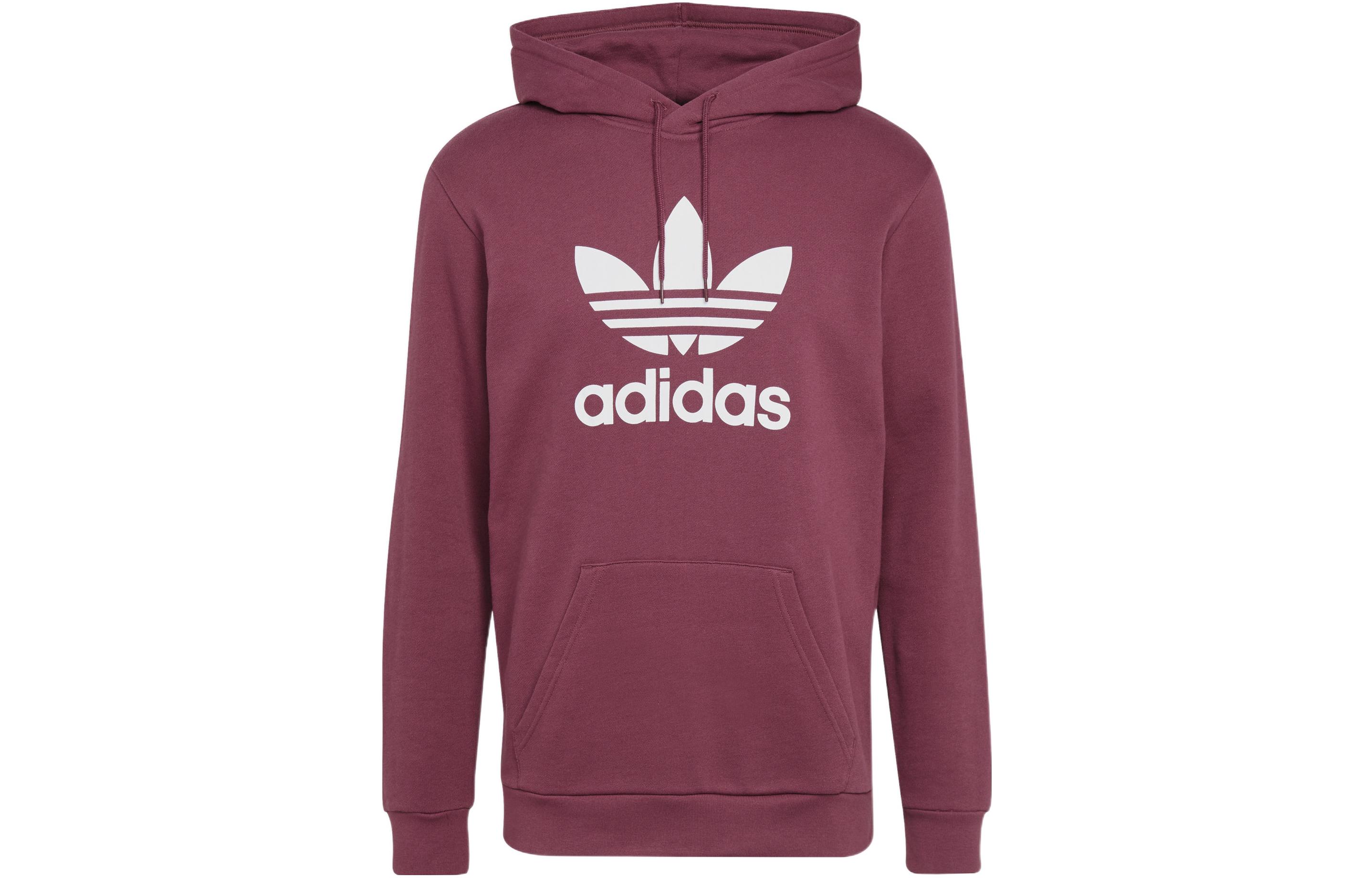 adidas Large Logo Print Drawstring Hoodie Red () H06666