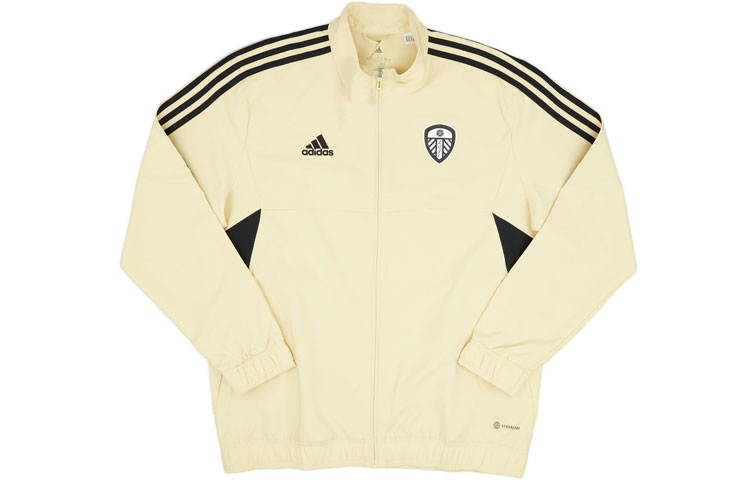 adidas Leeds United Logo Stripe Beige Track Jacket 2022-23 Season HD2270