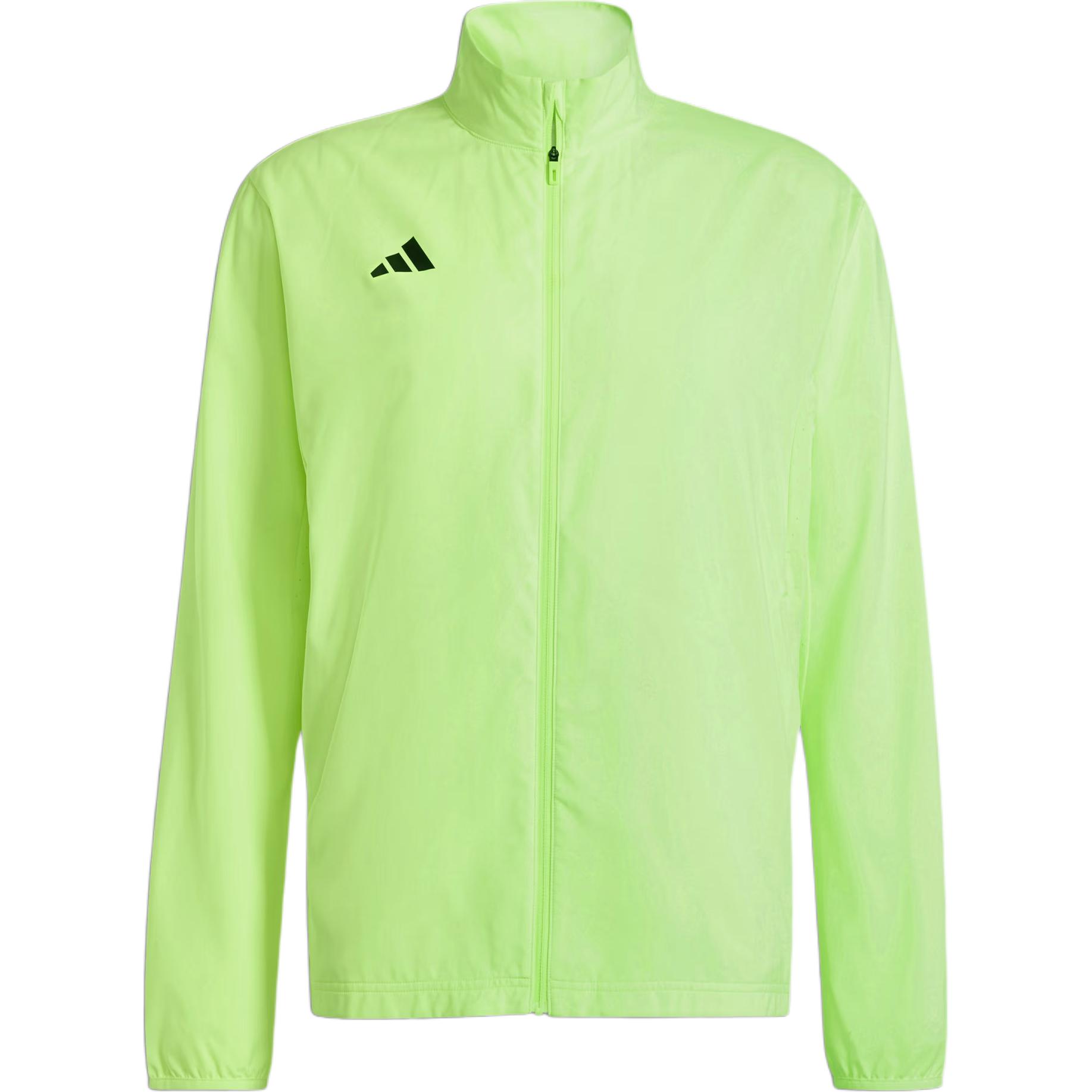 adidas Lemon Green Logo Print Zip-Up Jacket with Stand-Up Collar IX2839