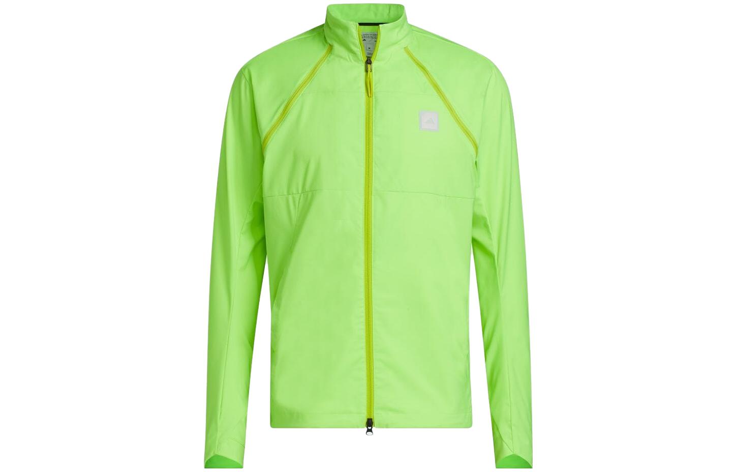 adidas Lemon Yellow Solid Zip-Up Slim Fit High Neck Jacket for Men IB1976