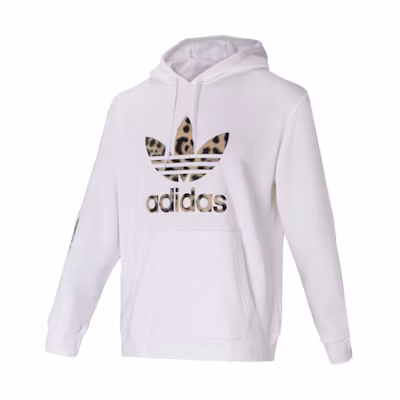 adidas Leopard Print Logo College Letter Sweatshirt White GT4361