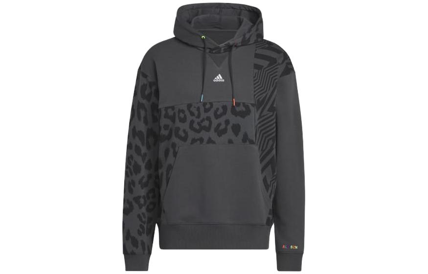 adidas Leopard Print Pullover Hoodie Black/Grey IB4731
