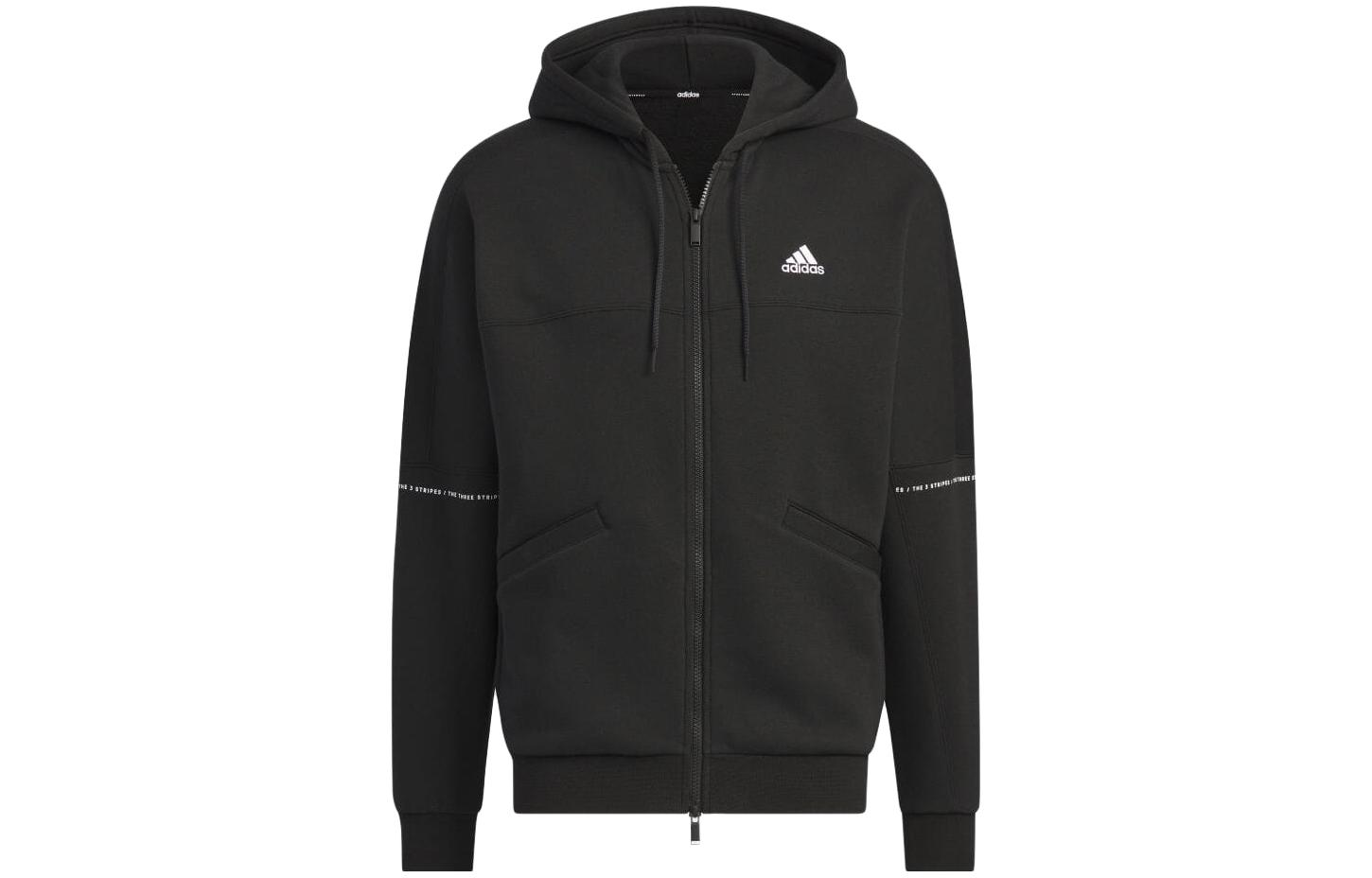 adidas Letter Graphic Zip Hoodie Black Unisex Japan Edition IK7357-JAPAN