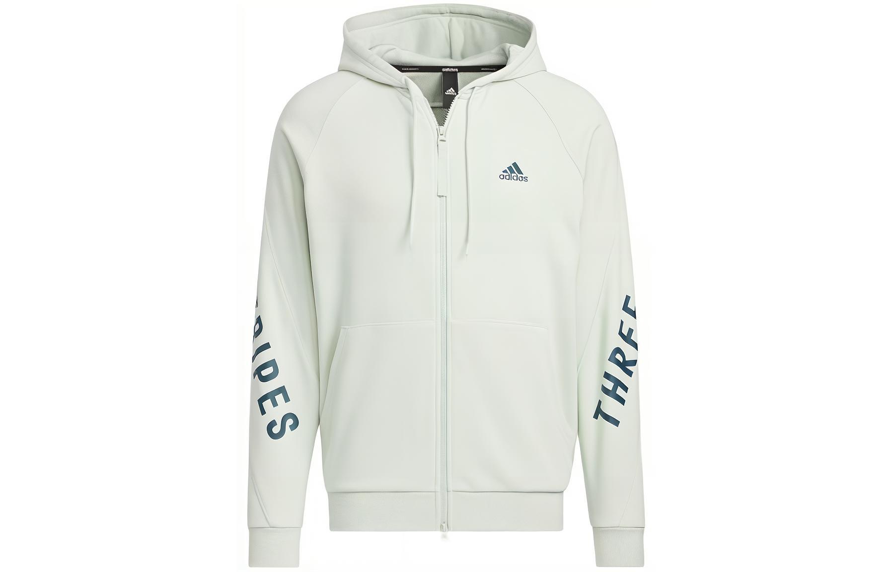 adidas Letter Logo Hoodie Jacket Unisex - Linen Green IM8763